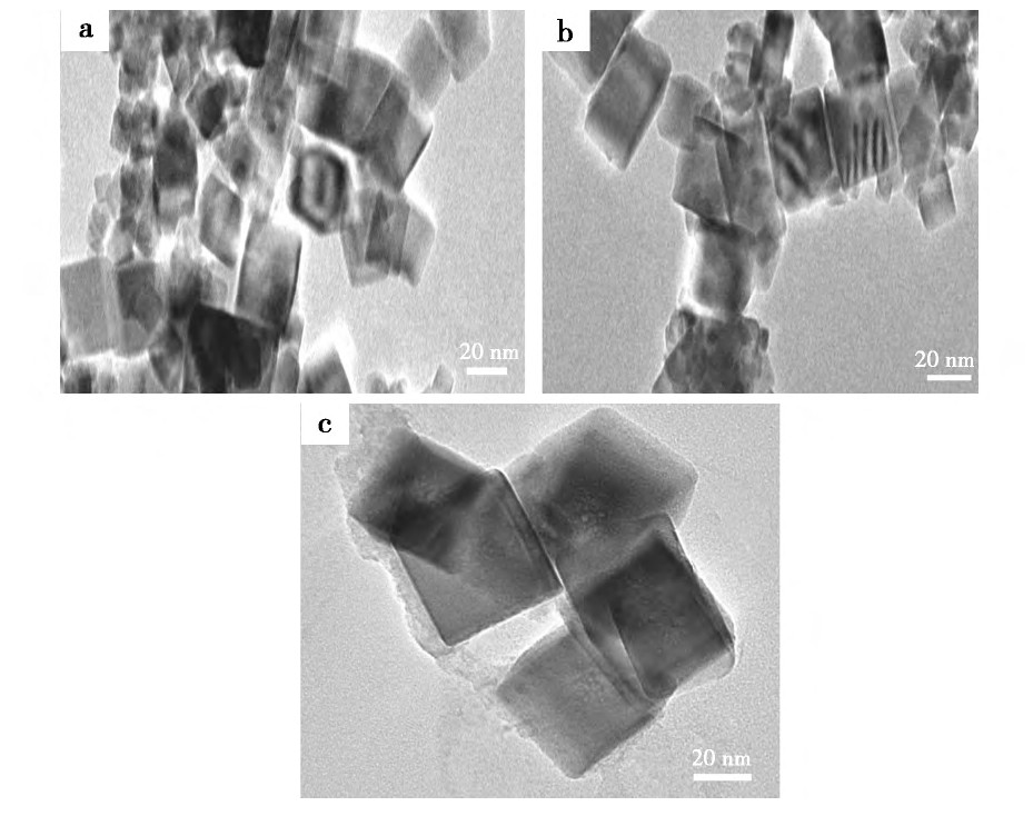 ͼ6 벻ͬԼϳɵCe O2TEMͼFig.6 TEM images of cubic nano-Ce O2 synthesized with different kinds of dispersants