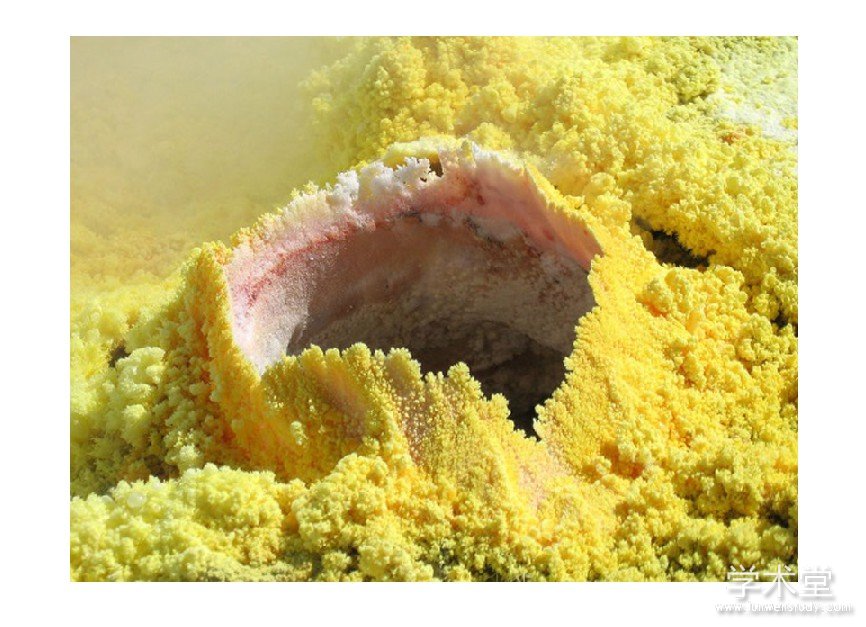 Fig.2 The elemental sulfur in fumaroles (The picture come from internet) ͼ2ɽڸȻ (ͼƬԴ)