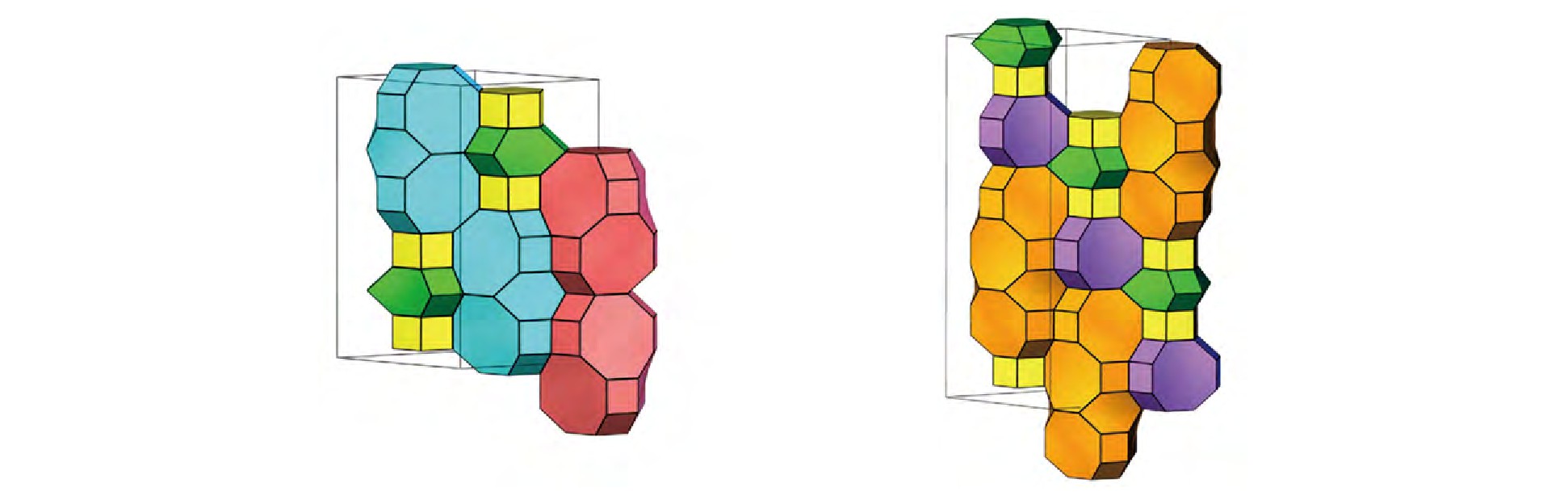 Fig.2 Two ABC-6 zeolite topologies predicted by a genomic approach realized in experiment[52]